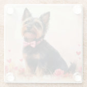 Australische Terrier mit Rose - Valentinstag Glasuntersetzer (Rückseite)