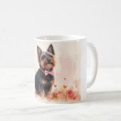 Australische Terrier mit Rose - Valentinstag Kaffeetasse (VorderseiteRechts)