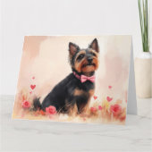 Australische Terrier mit Rose - Valentinstag Karte (Vorderseite)