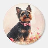 Australische Terrier mit Rose - Valentinstag Magnet (Vorne)