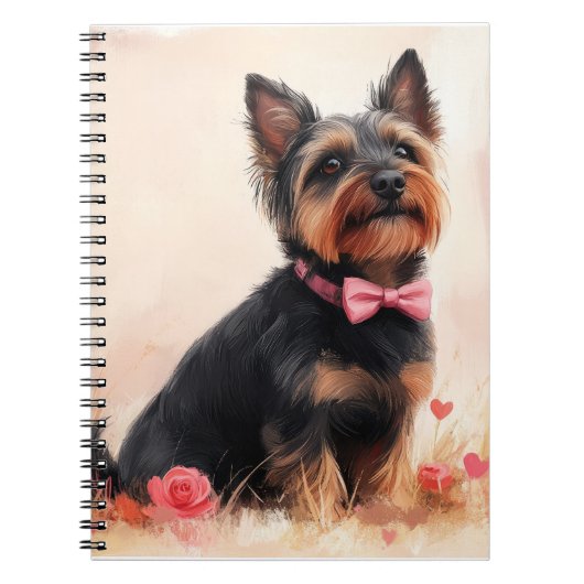 Australische Terrier mit Rose - Valentinstag Notizblock (Vorderseite)