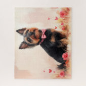 Australische Terrier mit Rose - Valentinstag Puzzle (Vertikal)
