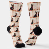 Australische Terrier mit Rose - Valentinstag Socken (Gewinkelt)
