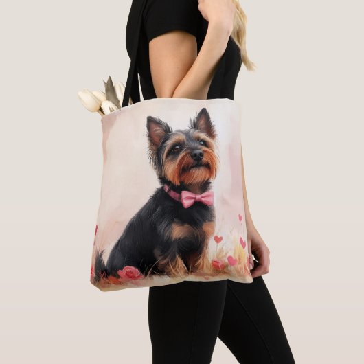 Australische Terrier mit Rose - Valentinstag Tasche (Von Nahem)