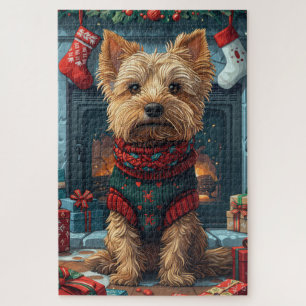 Australische Terrier mit Weihnachtsgeschenken Feue Puzzle