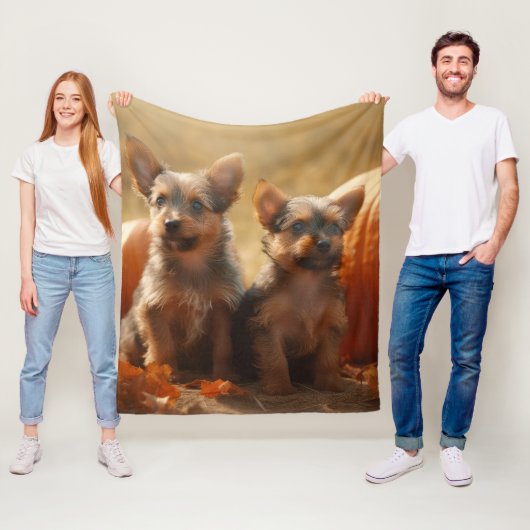 Australische Terrier Welpe Autumn Delight Pumpkin Fleecedecke (Beispiel)