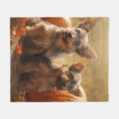Australische Terrier Welpe Autumn Delight Pumpkin Fleecedecke (Vorderseite (Horizontal))