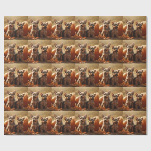 Australische Terrier Welpe Autumn Delight Pumpkin Geschenkpapier (Flach)
