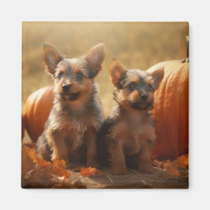Australische Terrier Welpe Autumn Delight Pumpkin Magnet
