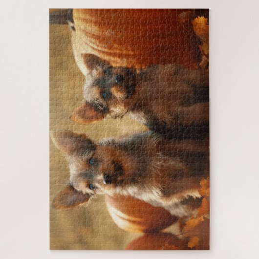 Australische Terrier Welpe Autumn Delight Pumpkin Puzzle (Vertikal)