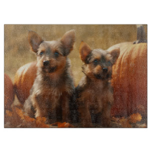 Australische Terrier Welpe Autumn Delight Pumpkin Schneidebrett