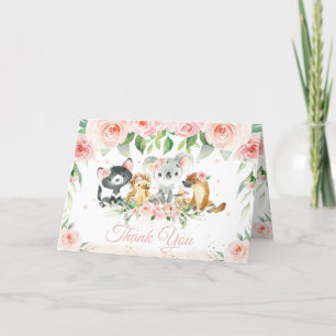 Australische Tiere Blush Pink Floral Baby Dusche Dankeskarte
