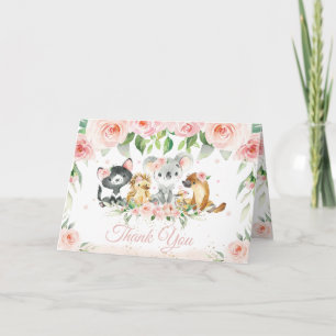 Australische Tiere Blush Pink Floral Baby Dusche Dankeskarte