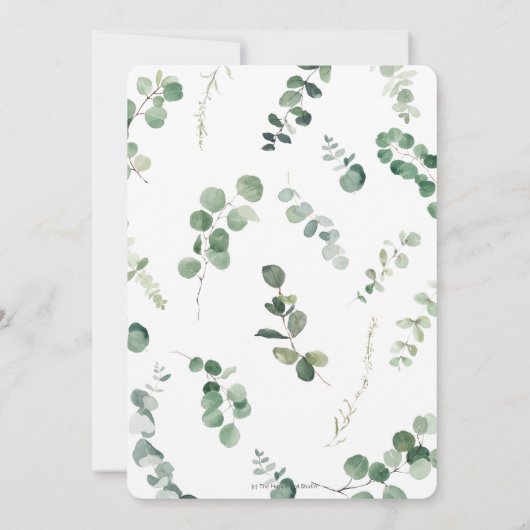 Australische Tiere Eucalyptus Greenery Baby Shower Einladung (Rückseite)