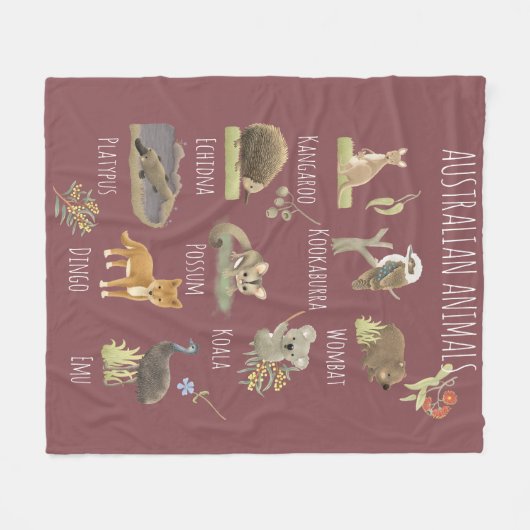 Australische Tiere Fleecedecke (Vorderseite (Horizontal))