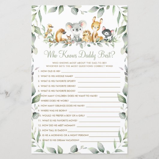 Australische Tiere Green, die Daddy Best Game kenn (Vorderseite)