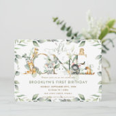 Australische Tiere Grüne 1. Geburtstag Wild One Einladung (Stehend Vorderseite)