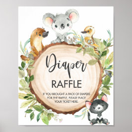 Australische Tiere Grüne Baby Diaper Raffle Poster
