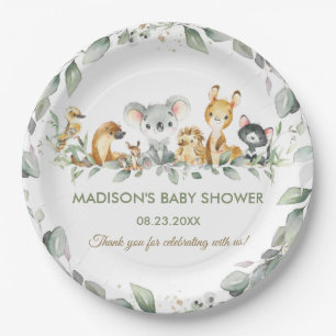 Australische Tiere Grüne Birthday Baby Dusche Pappteller