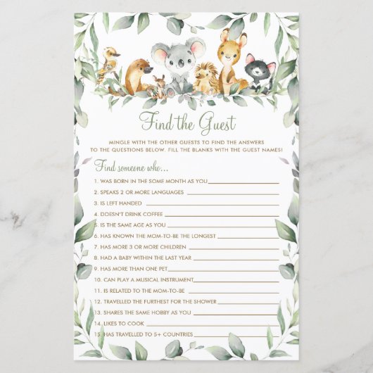 Australische Tiere Grüne Finden Sie das Game (Vorderseite)