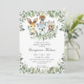 Australische Tiere Grüne neutrale Baby-Dusche Einladung (Stehend Vorderseite)