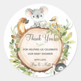 Australische Tiere Koala Birthday Baby Shower Runder Aufkleber