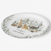 Australische Tiere Leafy Eucalyptus Baby Shower Pappteller (Schrägansicht)