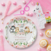 Australische Tiere Pink Floral Girl Baby Dusche Pappteller (Party)