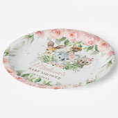Australische Tiere Pink Floral Girl Baby Dusche Pappteller (Schrägansicht)