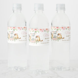 Australische Tiere Pink Floral Girl Baby Dusche Wasserflaschenetikett