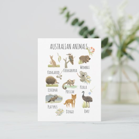 Australische Tiere Postkarte (Stehend Vorderseite)