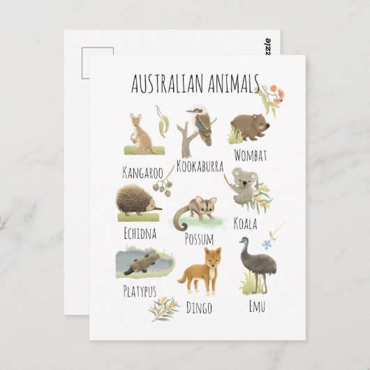 Australische Tiere Postkarte (Vorne/Hinten)