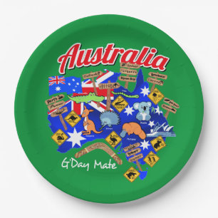Australische Tiere und Standorte Pappteller