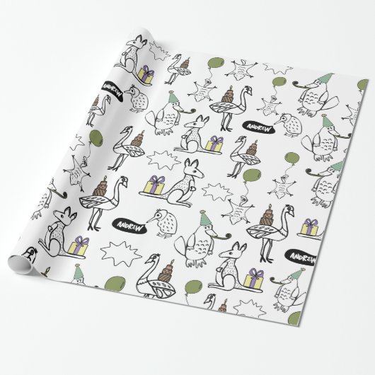 Australische Tierfarben Geschenkpapier (Ungerollt)