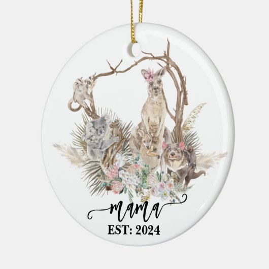 Australische Tiermutter und Baby Mama Keramik Ornament (Links)