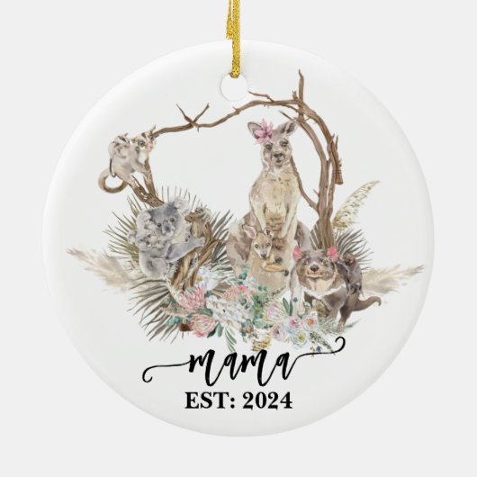 Australische Tiermutter und Baby Mama Keramik Ornament (Hinten)