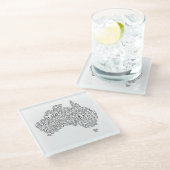 australische Umgangskarte Glasuntersetzer (Schrägansicht)