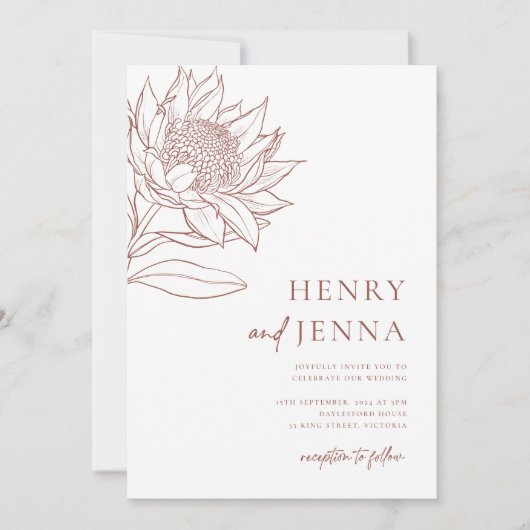 Australische Ureinwohner Botanicals Waratah Protea Einladung (Vorderseite)