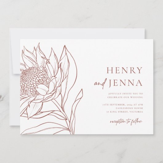 Australische Ureinwohner Botanicals Waratah Protea Einladung (Vorderseite)