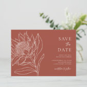 Australische Ureinwohner Botanicals Waratah Protea Save The Date (Stehend Vorderseite)