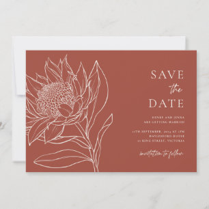 Australische Ureinwohner Botanicals Waratah Protea Save The Date