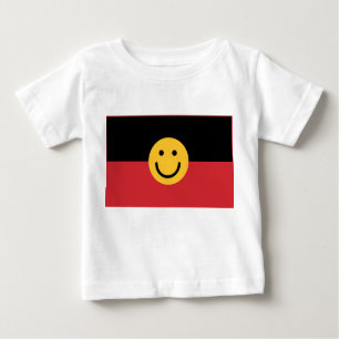 Australische Ureinwohner-Flagge mit Lächelgesicht Baby T-shirt