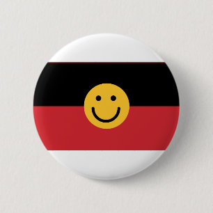 Australische Ureinwohner-Flagge mit Lächelgesicht Button