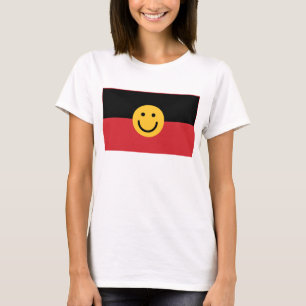 Australische Ureinwohner-Flagge mit Lächelgesicht T-Shirt