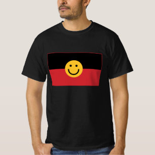Australische Ureinwohner-Flagge mit Lächelgesicht T-Shirt