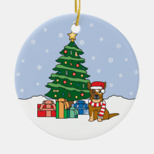 Australische Vieh-Hundeweihnachtsverzierung Keramik Ornament
