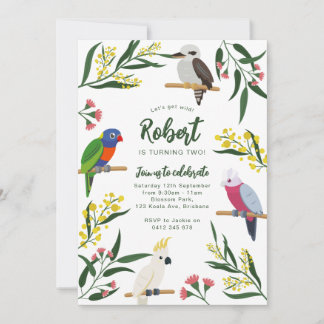 Australische Vogel-Geburtstagseinladung Einladung