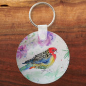 Australische Vögel Rosella Parrot Watercolor Schlüsselanhänger (Rückseite)