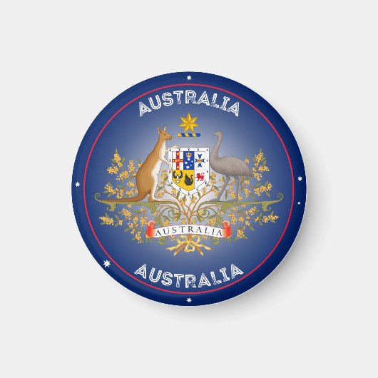 Australische Wappen-Circle-Form Magnet (Vorne)