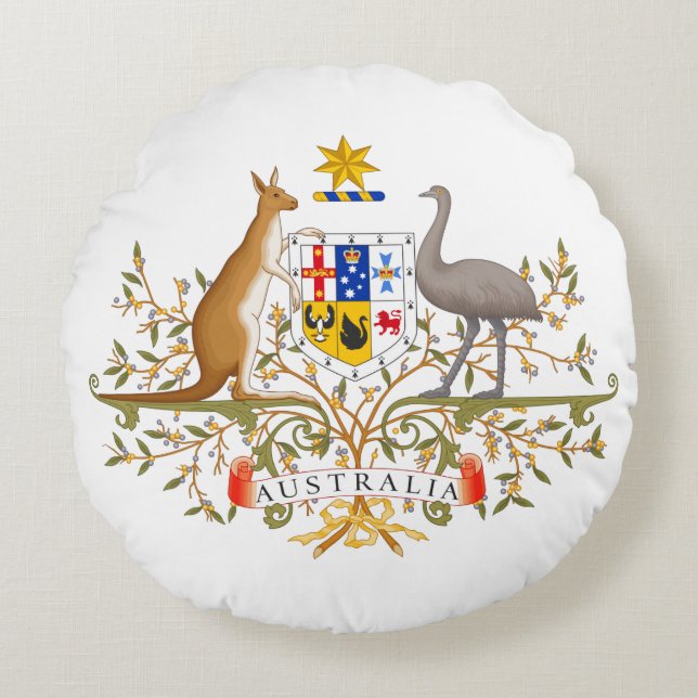 Australische Wappen Rundes Kissen (Vorderseite)